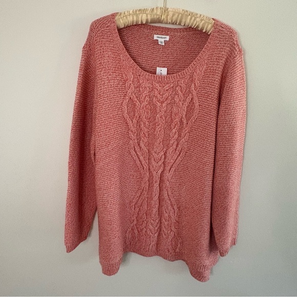 NWT Dress Barn Womens 1X Coral Scoop Neck Sweater - Picture 1 of 9